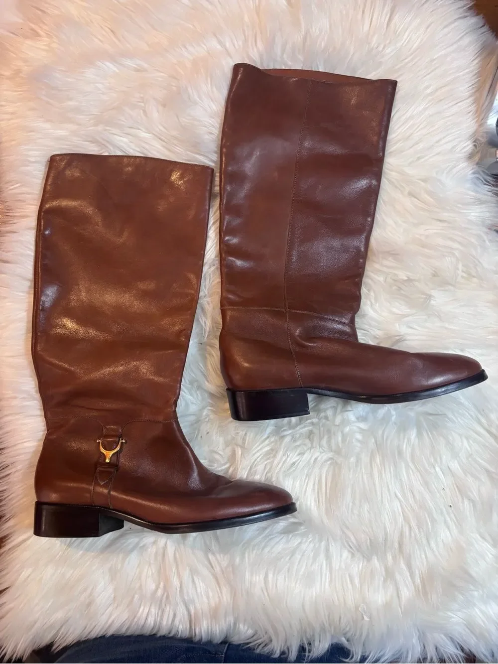Etienne Aigner Brown Leather Over-the-Knee Riding Boots